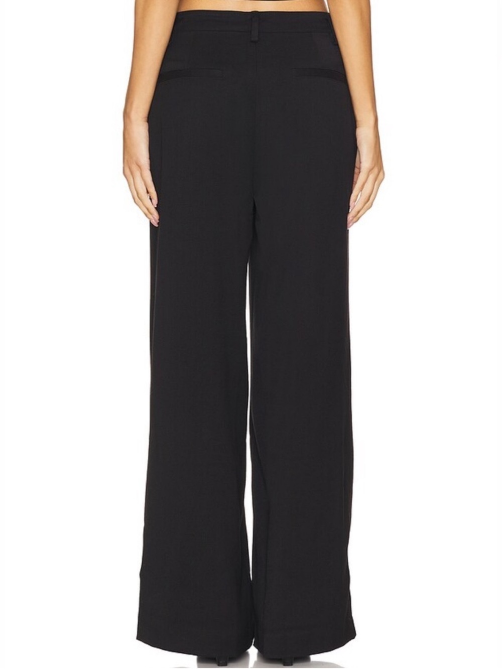 NWT WEWOREWHAT Wide Leg Pleated Trouser Cotton Twill Size 4 Black 9667 - Picture 4 of 8